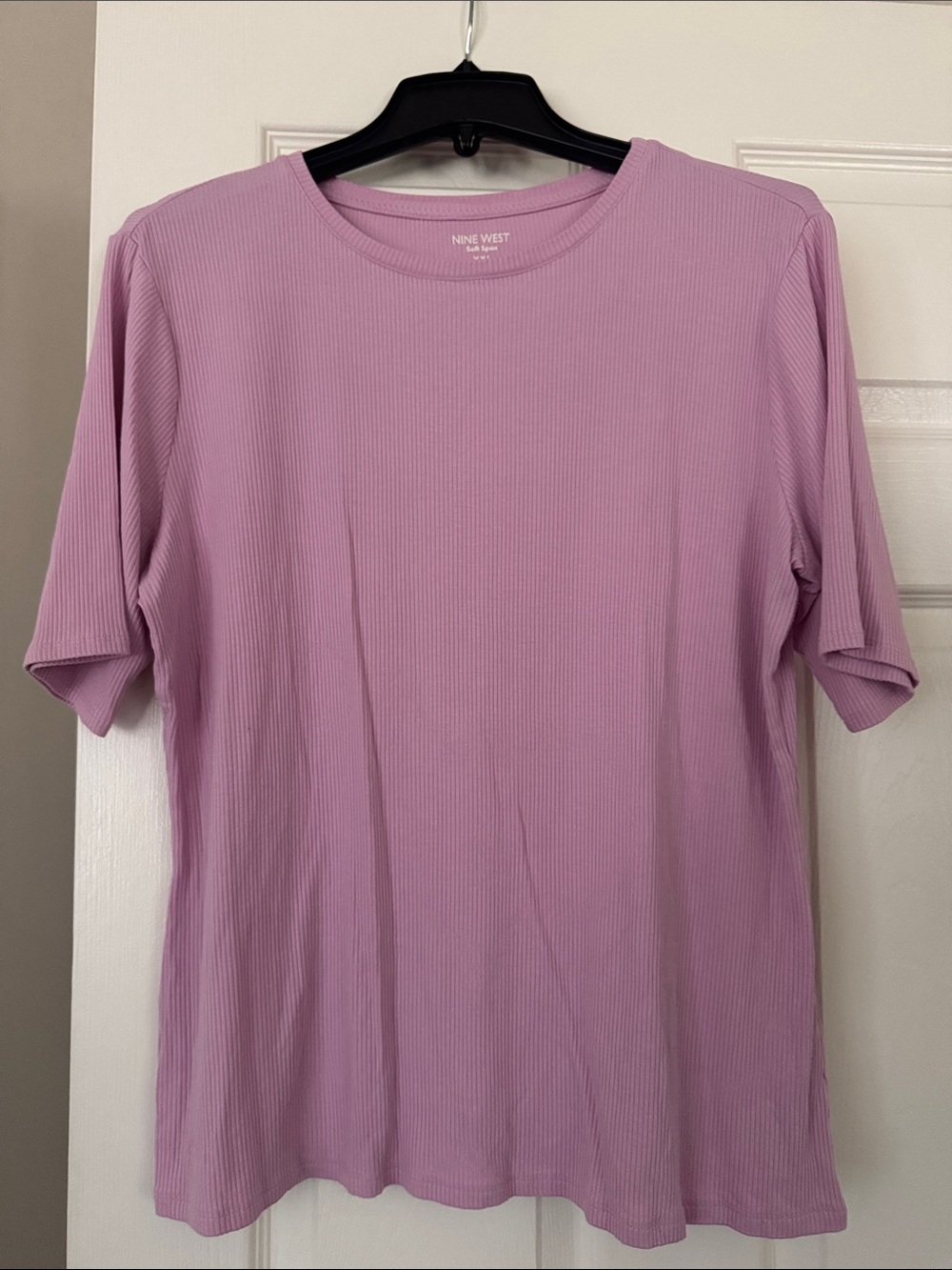 Nine West Pink Ribbed Short Sleeve Tee
